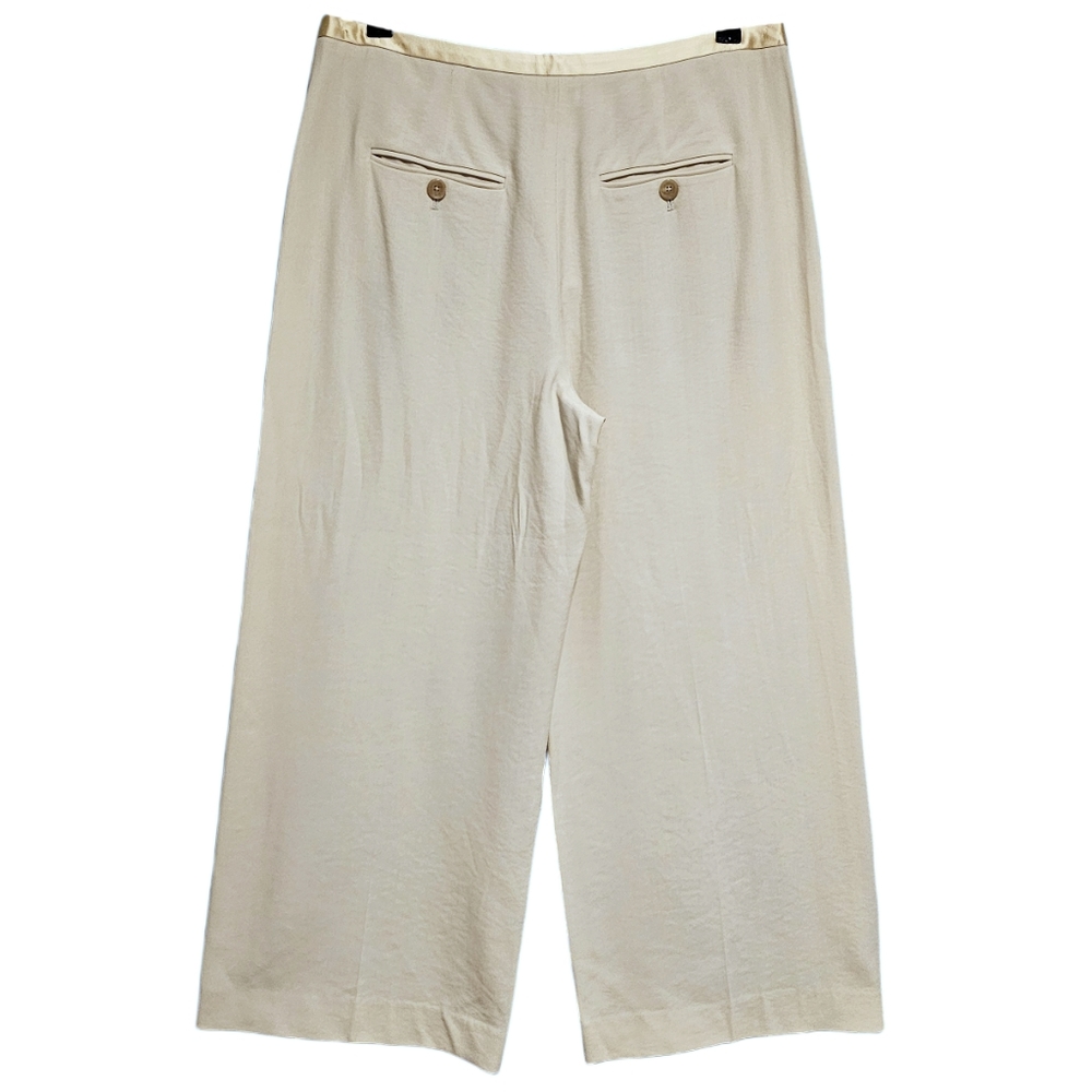 Khaite Pheadra Satin-Trimmed Wool-Blend Wide-Leg Pants in Cream Size 10 NWT - Picture 5 of 7